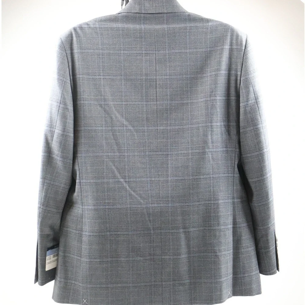 Jos A Bank Blazer Traveler Coolmotion Grey Glen Plaid 46R Wool Blend NWT 498